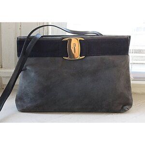 Salvatore Ferragamo - Vintage "Vara" Convertible Clutch in Blue Grey, Italy